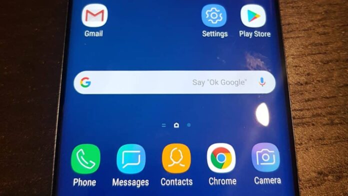 Parte da tela de um Galaxy S9, da Samsung