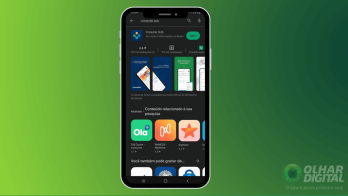 Imagem mostrando o Conecte SUS na loja de aplicativos