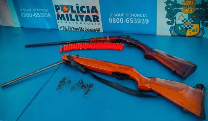 Homem é preso e armas apreendidas após desentendimento em propriedade rural