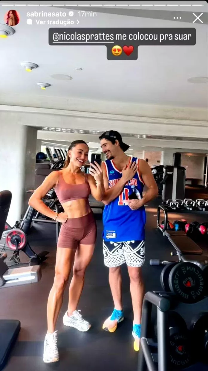 Sabrina Sato e Nicolas Prattes ostentam shape em dia na academia