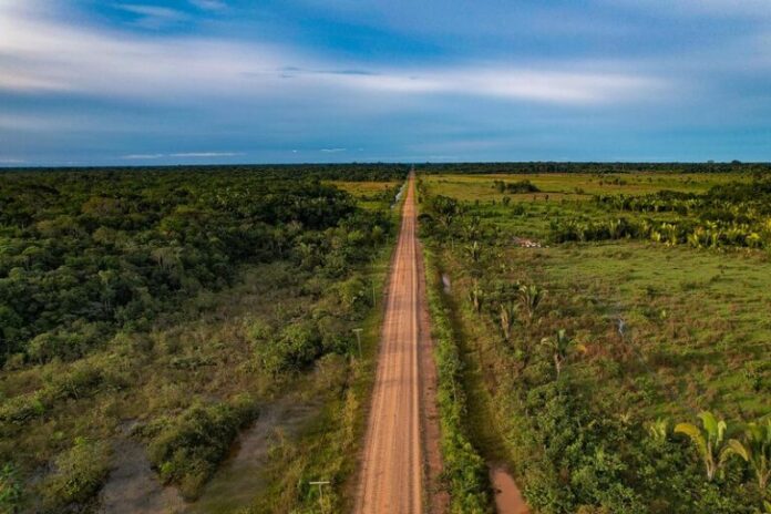 Trecho sem asfalto da BR 319, entre Humaitá e Realidade, no Amazonas