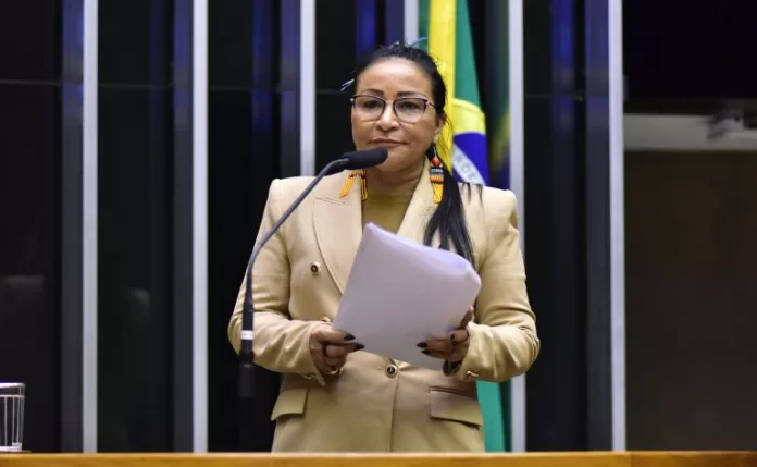 Deputada Silvia Waiãpi (PL-AP) fala no Plenário da Câmara dos Deputados