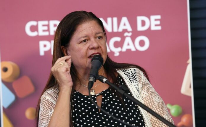 Deputada Laura Carneiro fala ao microfone