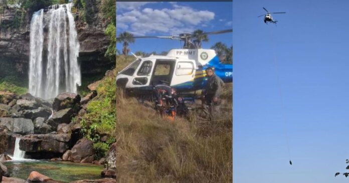 Homem cai durante rapel em cachoeira de MT, é resgatado pelo Ciopaer e morre