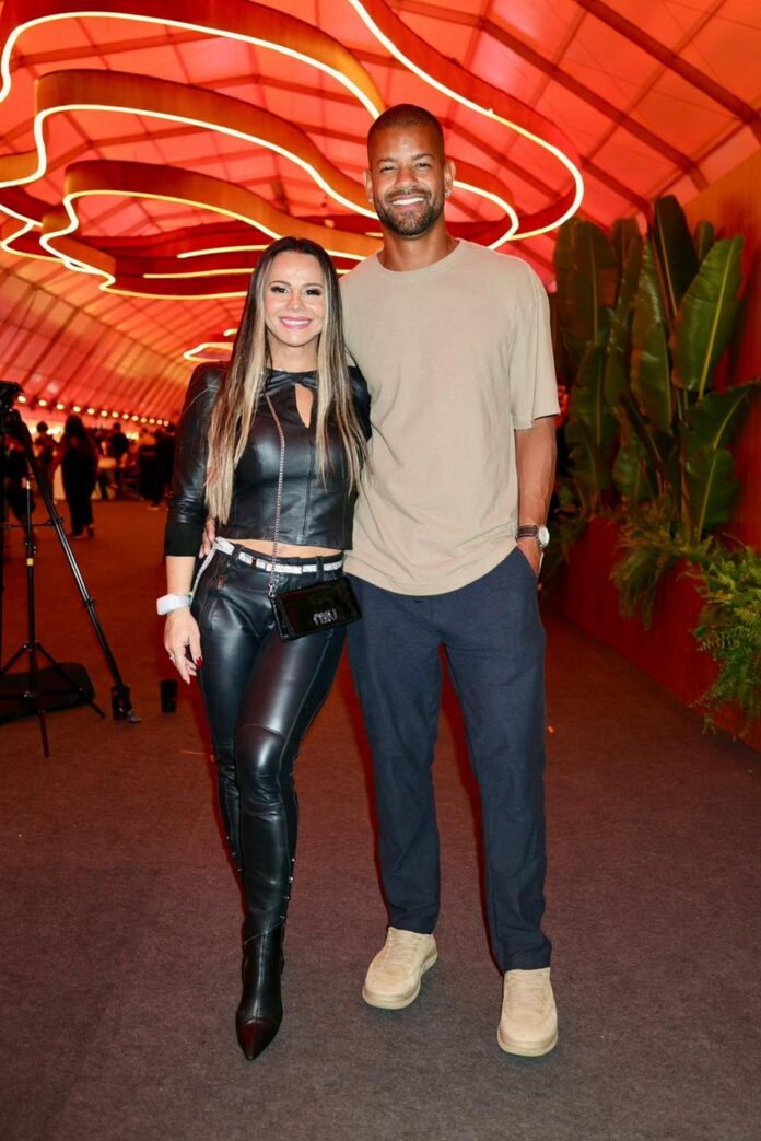 Viviane Araujo e marido Guilherme Militão no Rock in Rio — Foto: Rafael Cusato/Quem