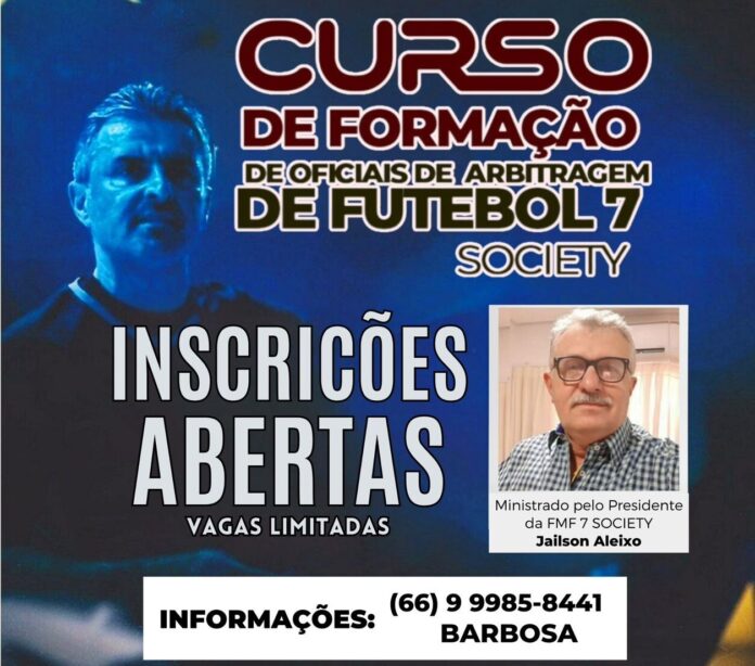 A Federação Mato-Grossense de Futebol 7 Society promove mais um curso de formação de oficiais de arbitragem de futebol society