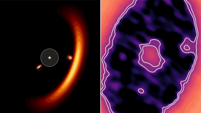 imagens dos planetas que orbitam a pds70 por diferentes leituras