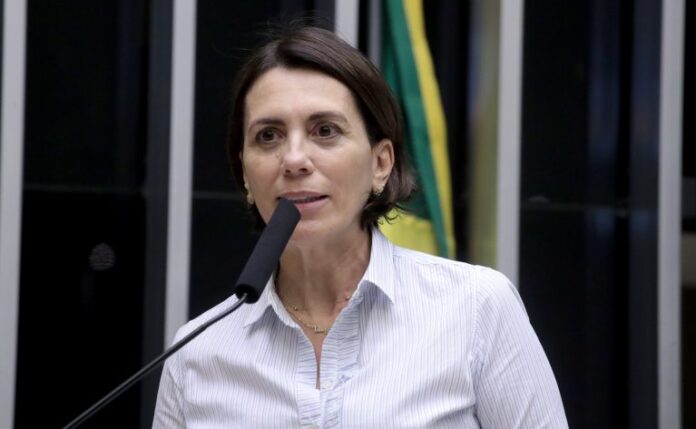 Deputada Rosana Valle fala ao microfone