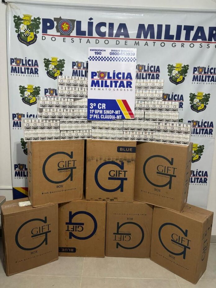 Polícia Militar prende mãe e filho com quatro mil maços de cigarros contrabandeados em Cláudia - 