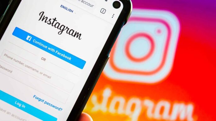 Logo do Instagram e página de login da rede social