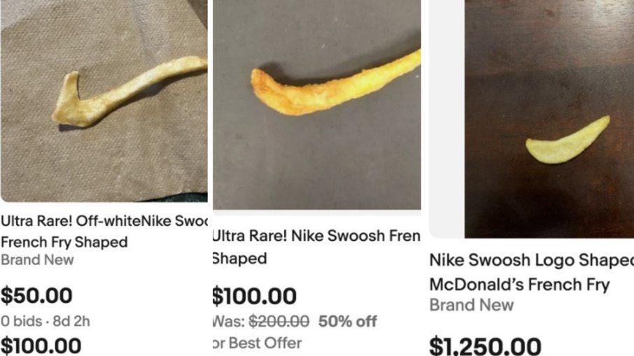 Batatas com formato de símbolo da Nike são vendidos por altos valores na internet