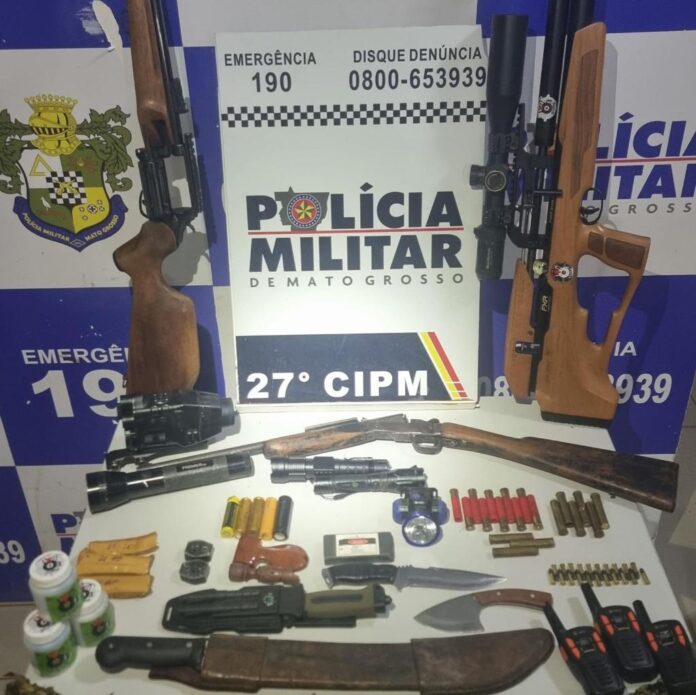 Patrulha Rural prende homem com armas de fogo e materiais para caça em Santa Cruz do Xingu - 