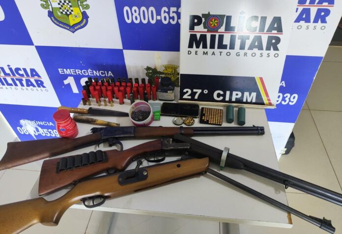 PM apreende armas, munições e prende homem por ameaças contra a ex-esposa na região do Araguaia