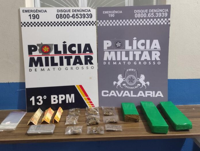 Cavalaria da PM prende dois por tráfico e apreende porções e tabletes de maconha em Lucas do Rio Verde - 